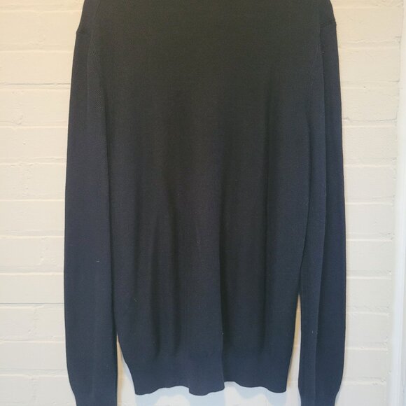 BOSS Hugo Boss Men's Tipped Wool Crewneck Sweater Black Size Large - Picture 4 of 7